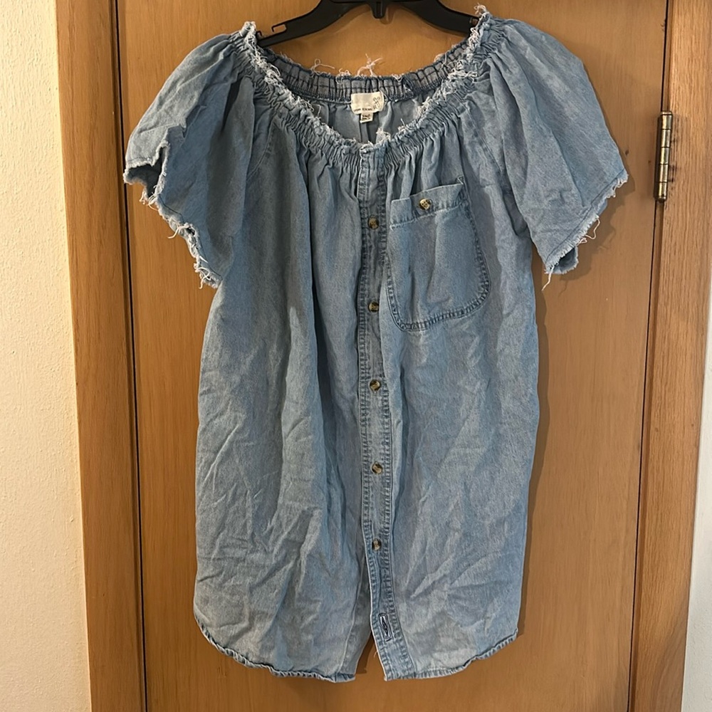 Urban Renewal Women’s Denim Chambray Button Front Tunic Top Minidress Size S/M